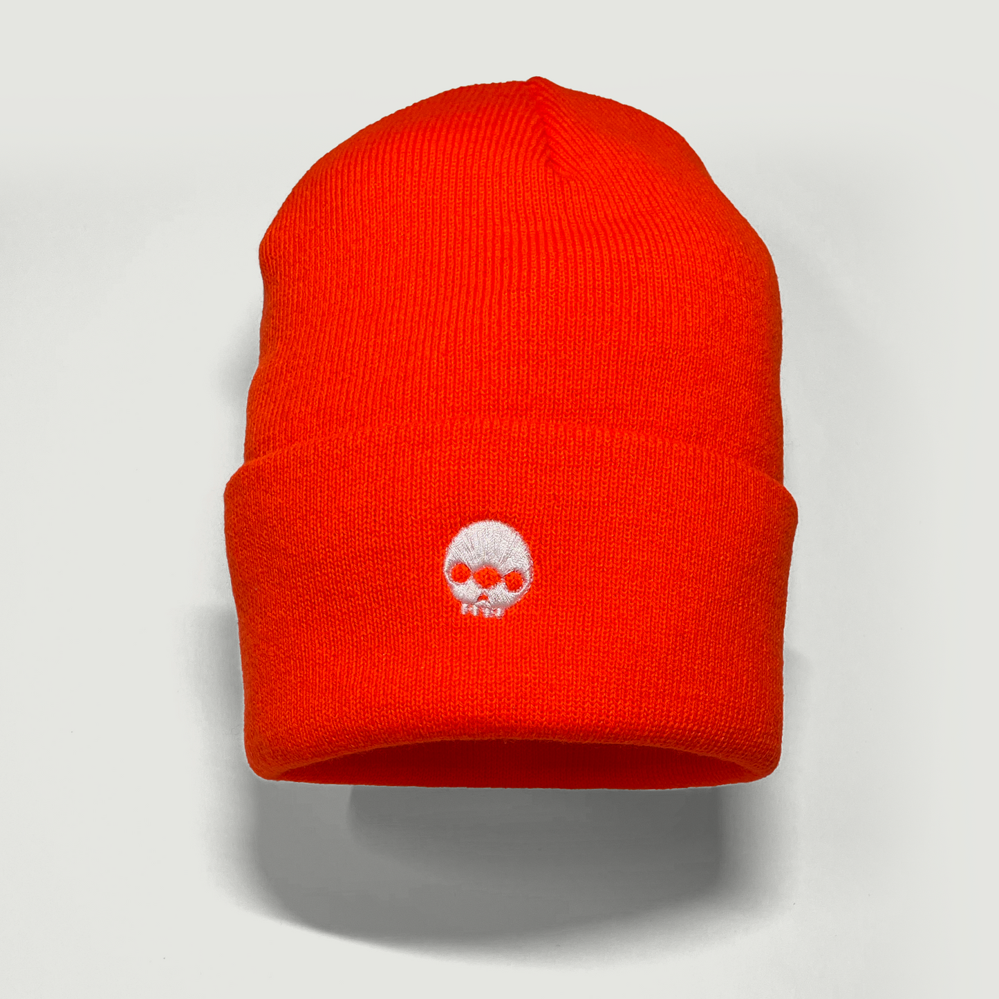 Safety Orange Embroidered 3rd-Eye-Skull Beanie